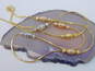14K Tri Color Gold Textured Beaded Station Necklace for Repair 5.0g image number 2