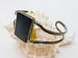 ATI Mexico 925 Modernist Black Enamel Rectangle Split Shank Cuff Bracelet 23.3g image number 1