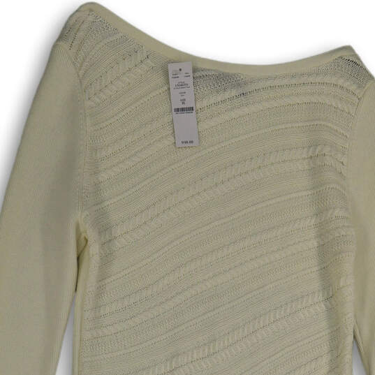 NWT Womens Beige Long Sleeve Ribbed Boat Neck Tunic Sweater Dress Size M image number 4
