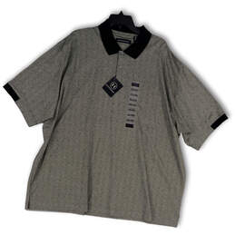 NWT Mens Gray Geometric Short Sleeve Spread Collar Polo Shirt Size XXL/XXG