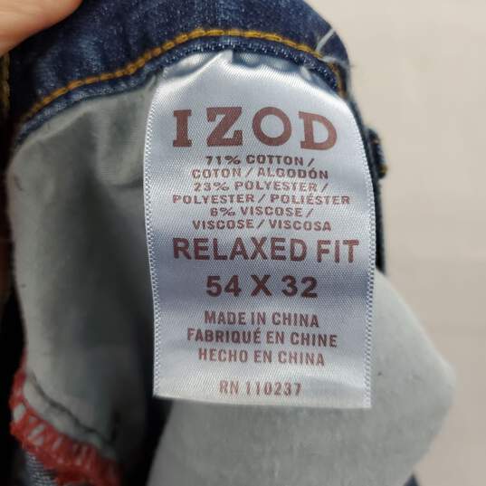 Izod Blue Cotton Blend Relaxed Fit Straight Leg Jeans MN Size 54x32 NWT image number 3