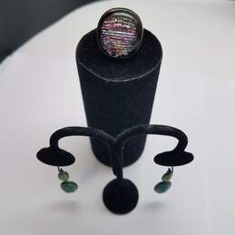 Sterling Silver Asst, Gemstone Size 6 1/2 Ring Dangle Earring Bundle 2 pcs 25.0g alternative image