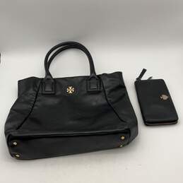 Tory Burch & Kate Spade Womens Black Leather Shoulder Bag With Wristlet Wallet