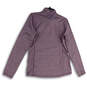 Womens Purple Long Sleeve Mock Neck Quarter Zip Activewear T-Shirt Size L image number 2