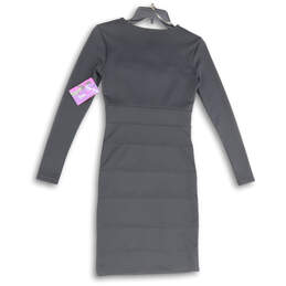NWT Womens Gray Long Sleeve Pullover Short Sheath Dress Size X-Small alternative image