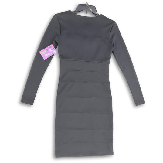 NWT Womens Gray Long Sleeve Pullover Short Sheath Dress Size X-Small image number 2