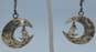 Taxco 925 Geometric Post Back Earrings & Figural Wolf & Moon Earrings 20.4g image number 2