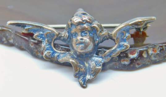 Taxco Mexico & Artisan 925 Romantic Rose Flower Cherub Face Wings & Cupid Bow & Arrow Brooches Variety 28.4g image number 4
