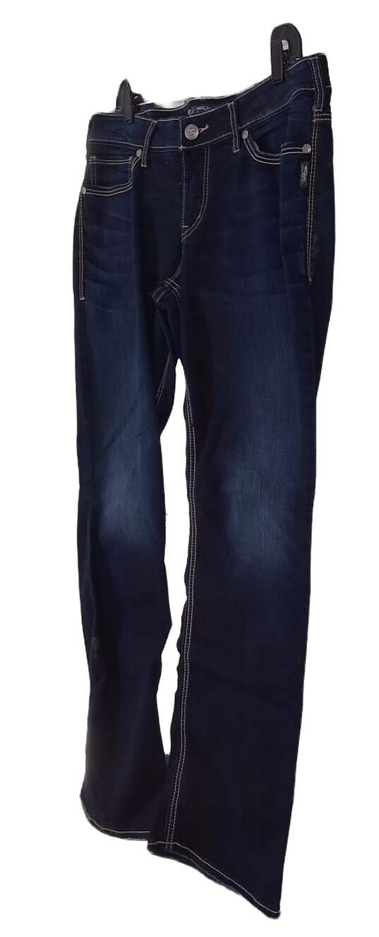 Womens Blue Dark Wash Stretch Denim Straight Jeans Size 14 image number 2