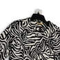 Womens White Black Zebra Print Long Sleeve Collared Trench Coat Size Small image number 3