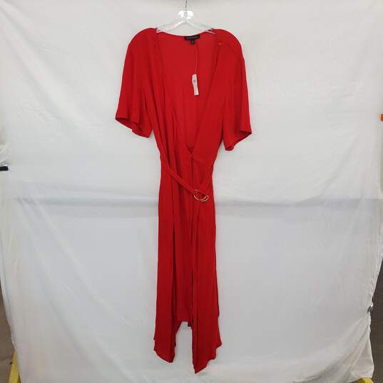 Banana Republic Red Belted Midi Dress WM Size 14 NWT image number 1