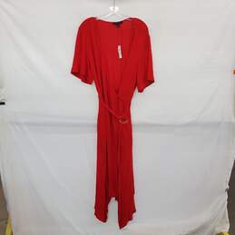 Banana Republic Red Belted Midi Dress WM Size 14 NWT