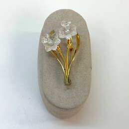 Designer Swarovski Gold-Tone Clear Crystal Daffodil Flower Mini Brooch Pin