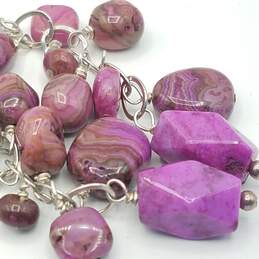 925 Sterling Silver Purple Coral Dangle Bead Earrings alternative image
