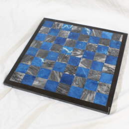 14" Blue & Black & Gray Marble Chess Set alternative image