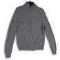 Mens Gray Knitted Long Sleeve Mock Neck Full-Zip Sweater Size Medium image number 1
