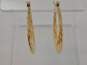 14K Gold Carved Hoop Earrings 3.1g image number 1