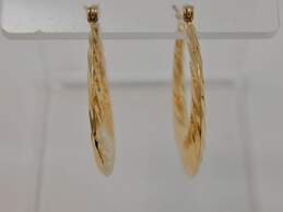14K Gold Carved Hoop Earrings 3.1g