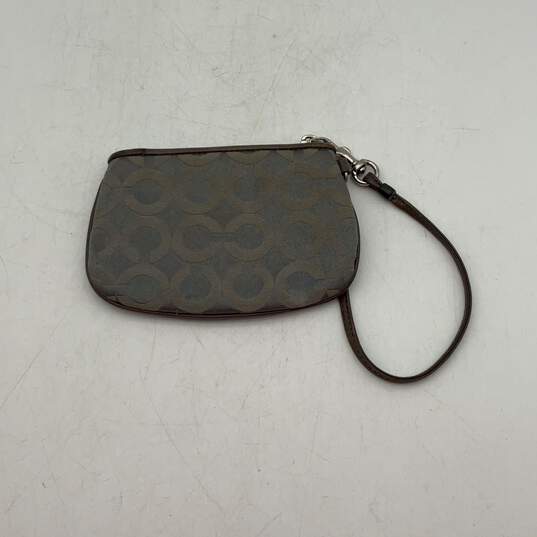 Womens Gray Signature Print Pleated Zipper Wristlet Wallet image number 2