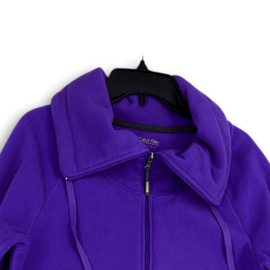 Womens Purple Fleece Long Sleeve Thumb Hole Full-Zip Jacket Size Large image number 3