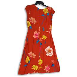 NWT Loft Womens Multicolor Floral Round Neck Back Zip A-Line Dress Size 4 alternative image