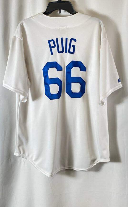 Majestics #66 Yasiel Puig of LA Dodgers MLB Jersey - Size XL image number 2