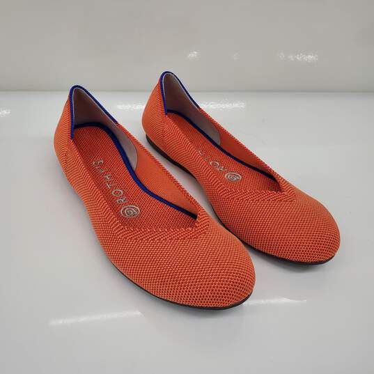 Rothy's The Flat Orange Knitted Round Toe Shoes Size 7 image number 1