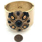 NWT Designer J. Crew Gold-Tone Rhinestone Hinged Cuffed Bracelet With Box image number 1