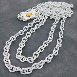 Vintage Crown Trifari Goldtone & White Enamel Twisted & Smooth Cable Multi Chains Layered Necklace 92.6g