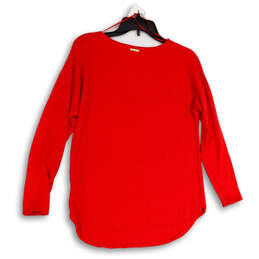 Womens Red Long Sleeve Round Neck High Low Pullover Sweater Size Small alternative image