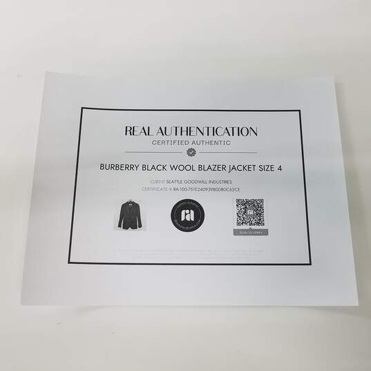 Burberry Black Wool Blazer Jacket Women's Size 4 image number 5