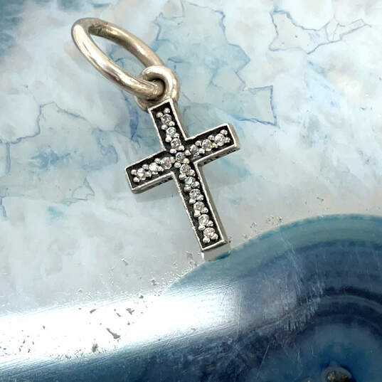 Designer Pandora S925 ALE Sterling Silver Rhinestone The Cross Chain Charm image number 1