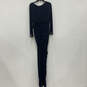 NWT Womens Navy Blue Long Sleeve Beaded Prom Jersey Wrap Dress Size 14M image number 2