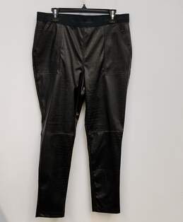 Womens Black Elastic Waist Pull On Tapered Leg Motorcycle Pants Size L