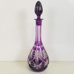 Crystal Decanter Purple Cut Crystal Artisan Decanter/Stopper