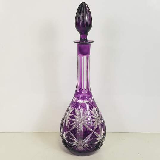 Crystal Decanter Purple Cut Crystal Artisan Decanter/Stopper image number 1