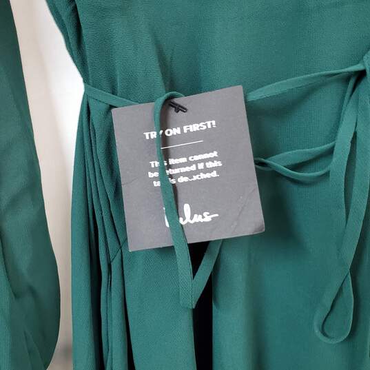NWT Lulus My Whole Heart Emerald Green Long Sleeve Wrap Dress Size M image number 4