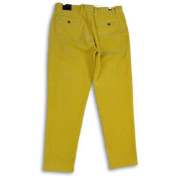 Mens Yellow Flat Front Slash Pocket Straight Leg Ankle Pants Size 34W 30L alternative image