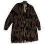 Womens Brown Black Pockets Long Sleeve Open Front Cardigan Size L image number 1