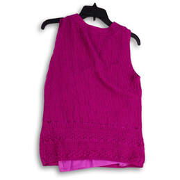 NWT Womens Purple V-Neck Sleeveless Knitted Pullover Blouse Top Size L alternative image