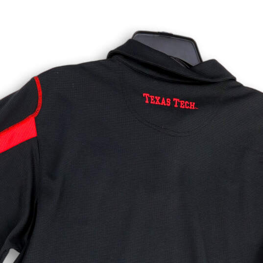 Mens Black Red Dri-Fit Texas Tech Short Sleeve Collared Polo Shirt Size L image number 4