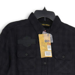 NWT Womens Black Spread Collar Long Sleeve Flap Pocket Button-Up Shirt Sz M