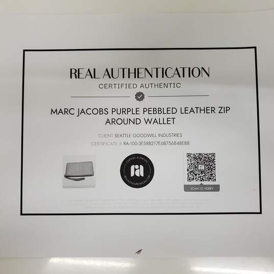 Marc Jacobs Purple Pebbled Leather Zip Around Wallet image number 5