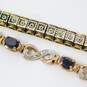 925 Vermeil Sapphire & Diamond Accent Bracelet & Hoop Earrings 30.7g image number 6