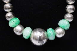 Sterling Silver 23" Beaded Jadeite Necklace - 116.53g