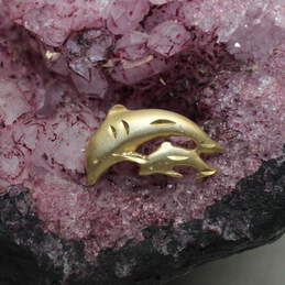 14K Yellow Gold Mother & Baby Dolphin Pendant - 0.9g