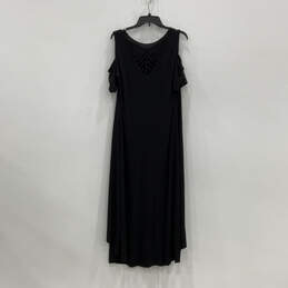 Womens Black Round Neck Cold Shoulder Pullover Maxi Dress Size 14/16 alternative image