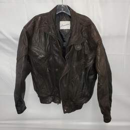 Laurentino Brown Full Zip Leather Jacket Size M