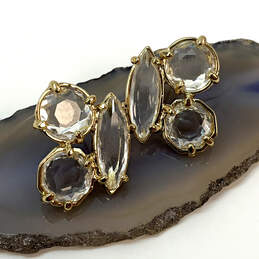 Designer Kate Spade Gold-Tone Clear Crystal Cut Stone Cluster Stud Earrings alternative image