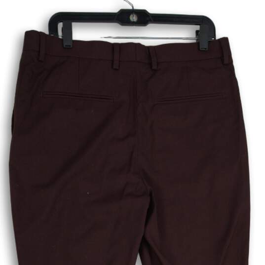 H&M Womens Purple Flat Front Straight Leg Slash Pocket Dress Pants Size 36R image number 4